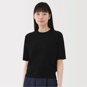 Muji high twist half sleeve sweater in black XL